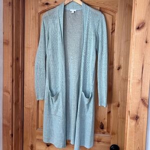 J Jill Long Soft Aqua Cardigan